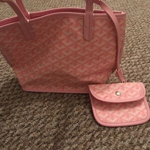 Goyard style pink tote-